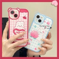 เคส RouJiang สำหรับ iPhone 14 13 12 11 Pro Max X XR Xs Max 8 7 6S Plus SE 2020อนิเมะการ์ตูนน่ารักพวงกุญแจกระต่ายน้อยเคสโทรศัพท์