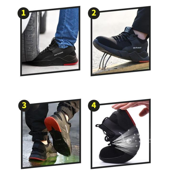 ขนาดบวกรองเท้านิรภัยสำหรับผู้ชายระบายอากาศกลางแจ้งทำงานรองเท้าผ้าใบหมวกเท้าเหล็กรองเท้านิรภัยทำงาน-36-50