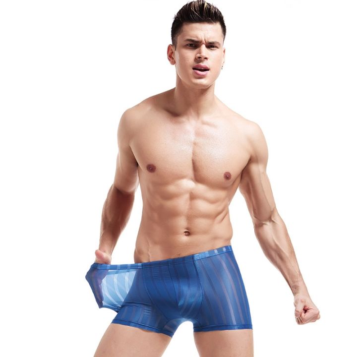 Ice Silk Screen Yarn Men's Korean Boxer Pants Breathable Cool Low Waist  Underwear In Summer - Boxers - AliExpress