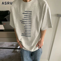 ASRV เสื้อยืดแขนสั้นสำหรับผู้ชาย,เสื้อยืดแขนแขนสั้นคอกลมทรงหลวมพิมพ์ลายแนวสตรีทอเมริกันฤดูร้อน