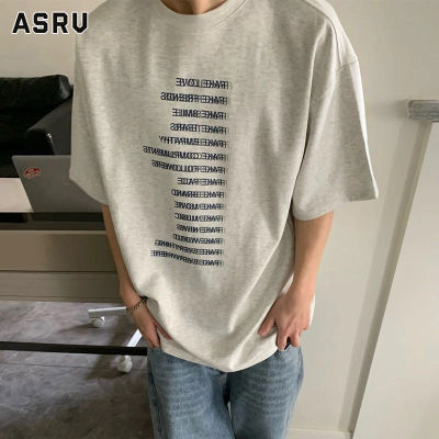 ASRV เสื้อยืดผู้ชาย เสื้อผ้าผู้ชาย t shirt for men เสื้อยืดแขนสั้นสำหรับผู้ชาย,เสื้อยืดแขนแขนสั้นคอกลมทรงหลวมพิมพ์ลายแนวสตรีทอเมริกันฤดูร้อน