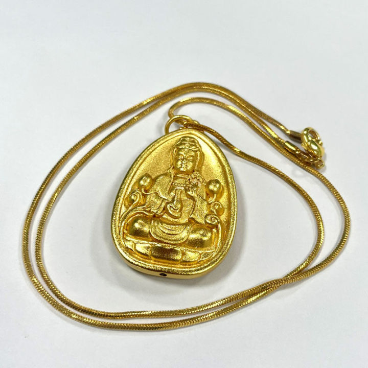 plun-18k-สร้อยคอสร้อยคอพระอวโลกิเตศวรโพธิสัตว์ชุบทองสำหรับผู้ชายและผู้หญิงมีโชคด้านการเงินโชคดีจี้ของขวัญที่ปลอดภัยของขวัญนำความโชคดีและความมั่งคั่งโชคดี100-ของแท้จี้กวนหยิน