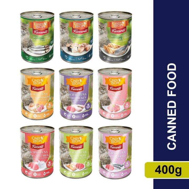 Cindy's Recipe Favourite Can Wet Food 400g(tuna, Sardines, Mackerel 