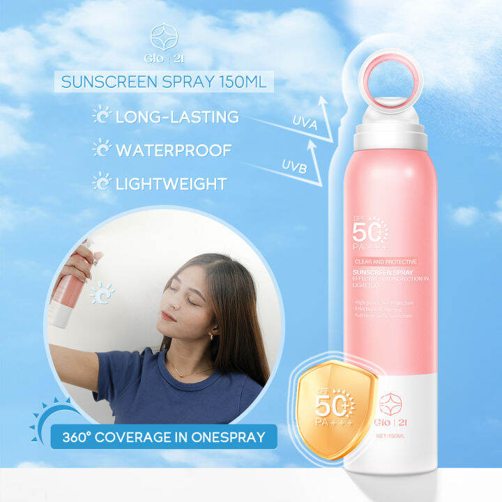 GLO21 SPF50+ Waterproof UV Protection High Power Sunscreen Spray ...