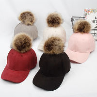 Fashion Ladies Baseball Cap Fallwinter Corduroy Suede Baseball Cap with Pompon Female Casual Street Hip-hop Hat Gorros