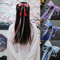 Retro Chinese Style Blue And White Porcelain Bows Ribbon Hairpin Women Hanfu Tassels Hair Accessories Childrens Hair Clip Hair Accessories