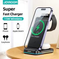 Joyroom-Carregador Dobrável Sem Fio, Múltiplo 3 Em 1, Estação De Carregamento Rápido 15W Para Watch E Telefone, Airpods Na Mesa 2023สินค้าใหม่