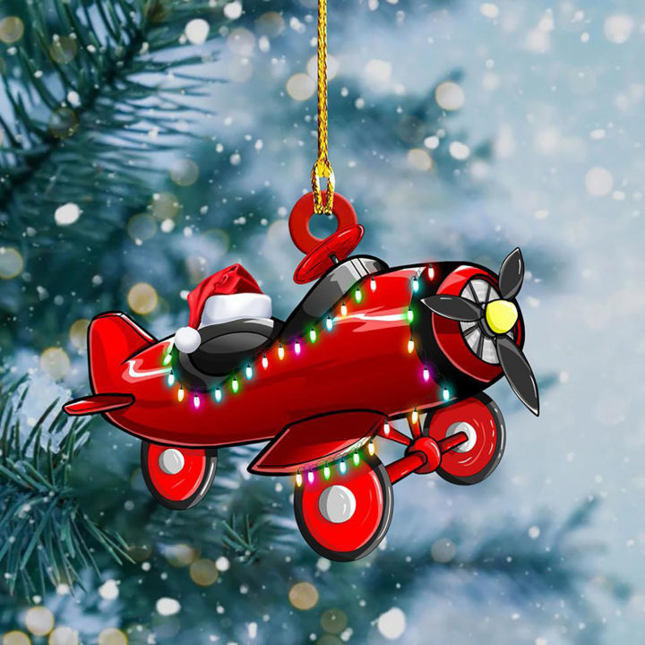 เครื่องบินคริสต์มาสจี้ห้อยรถยนต์สร้างสรรค์ตกแต่งต้นคริสต์มาสส่วนบุคคลสำหรับสร้างบรรยากาศคริสมาสต์