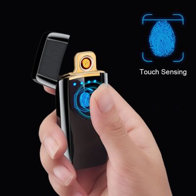 ZZOOI Creative Intelligent Induction Charging Lighter Fingerprint Touch Electronic USB Tungsten Turbo Lighter For Smoking