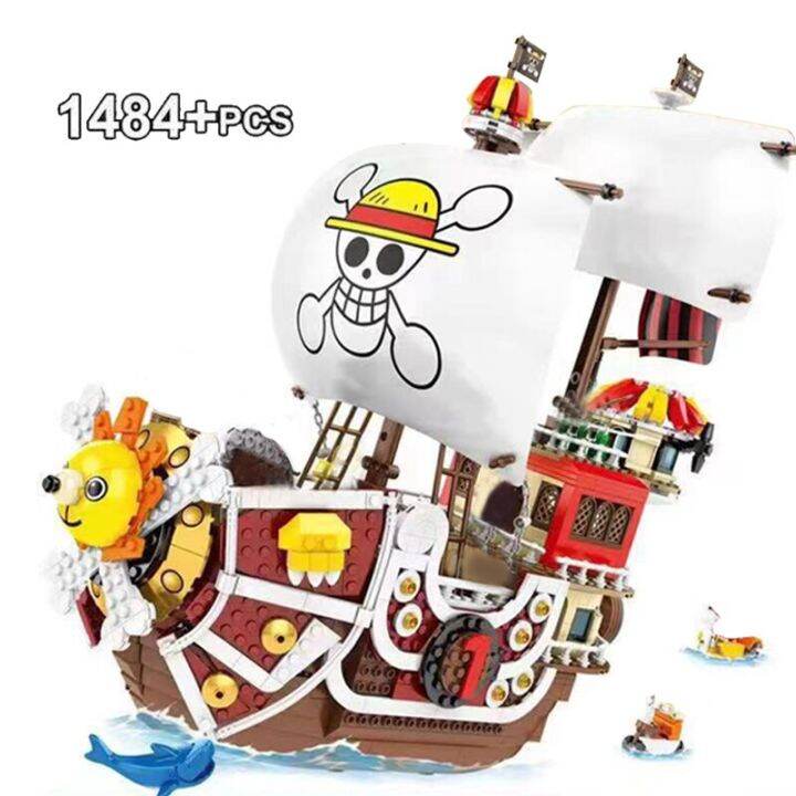 1484Pcs+8Dolls Anime One Piece Pirates Ship Thousand Sunny Boat Models ...