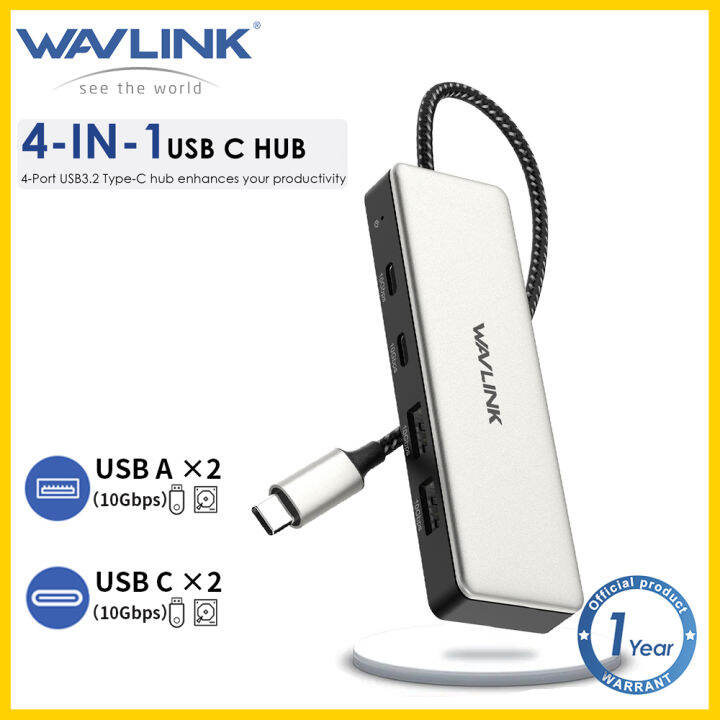 Wavlink 4-In-1 USB C ฮับความเร็วสูง10Gbps ตัวแยก Gen2 USB3.2 USB C ถึง ...