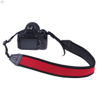 Cjing สายรัดคอ Neoprene สีแดงสำหรับกล้อง DSLR กล้องส่องทางไกล Nikon Canon Fuji