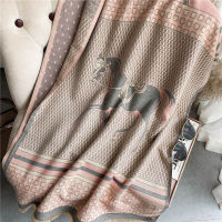 Luxury brand Winter Scarf Women Cashmere Warm Pashmina Foulard Lady Luxury Horse Scarves Thick Soft Shawls Wraps