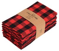 6pcs Classic White Black Plaid Table Napkins 18inchx18inch Cotton Christmas Decoration Cloth Napkins Kitchen Hotel Dinner Decor