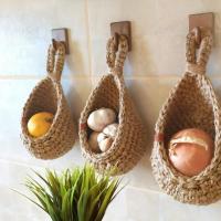 Wall Hanging Vegetable And Fruit Basket Natural Wicker Woven Fruit Basket Kitchen Table Wall Hanging Storage Basket Dry Shelf