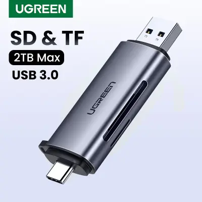 UGREEN 2-in-1 SD TF Card Reader 2TB Max USB 3.0 OTG Memory Adapter for Samsung Huawei MacBook Model: 50706