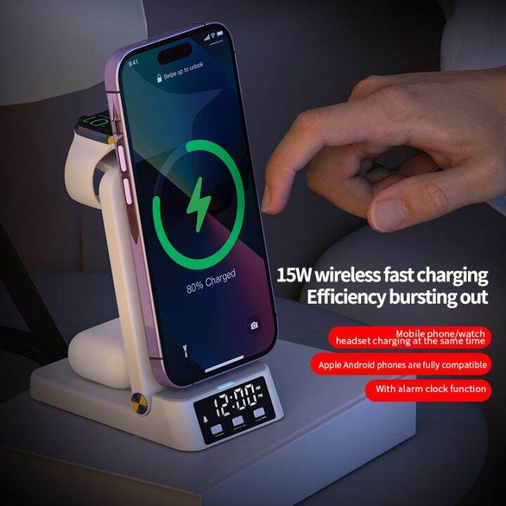 RYRA 4 In 1 Wireless Charger Stand For Iphone 14 12 Pro Max 15W Fast