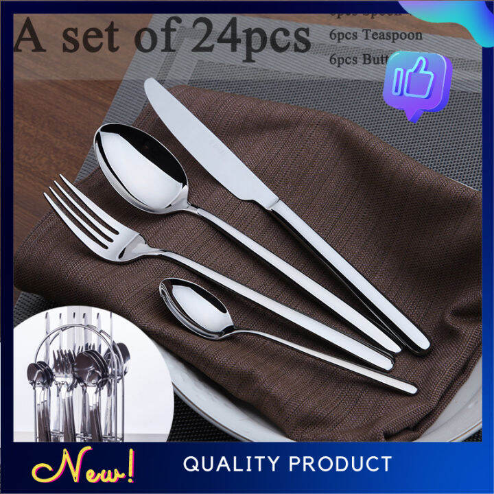24 Piece Cutlery Set Spoon and Fork Utensils Set Stainless Makapal
