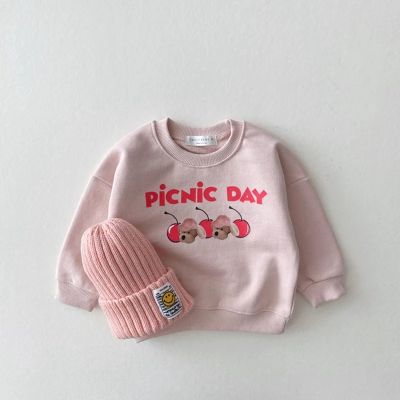 Korean Baby Kids Cotton Sweatshirt Fashion Toddler Boys Girls Cartoon Bear Pullover Tops Children Clothes