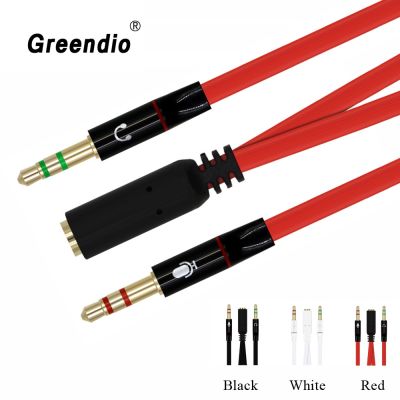 Greendio Headphone Y Splitter for Computer 3.5mm Female to 2 Male Mic Audio Y Splitter Cable Headset to PC Laptop AUX Adapter Cables