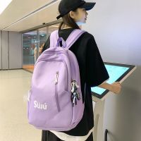 HOT14★Backpack Female Morandi Color Small Fresh Sweet High School Schoolbag for Traveling Simple Letter Printed Backpack