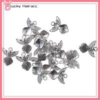 LUCKY HAIRACC 50pcs เงินโบราณ เครื่องประดับรูปนางฟ้าสีเงินโบราณ สีเงินสี 50ชิ้นค่ะ ปีกนางฟ้านางฟ้านางฟ้า เครื่องรางกางเขนจำนวนมาก รูปร่างปีก เสน่ห์ของนางฟ้า การทำหัตถกรรมเครื่องประดับ DIY