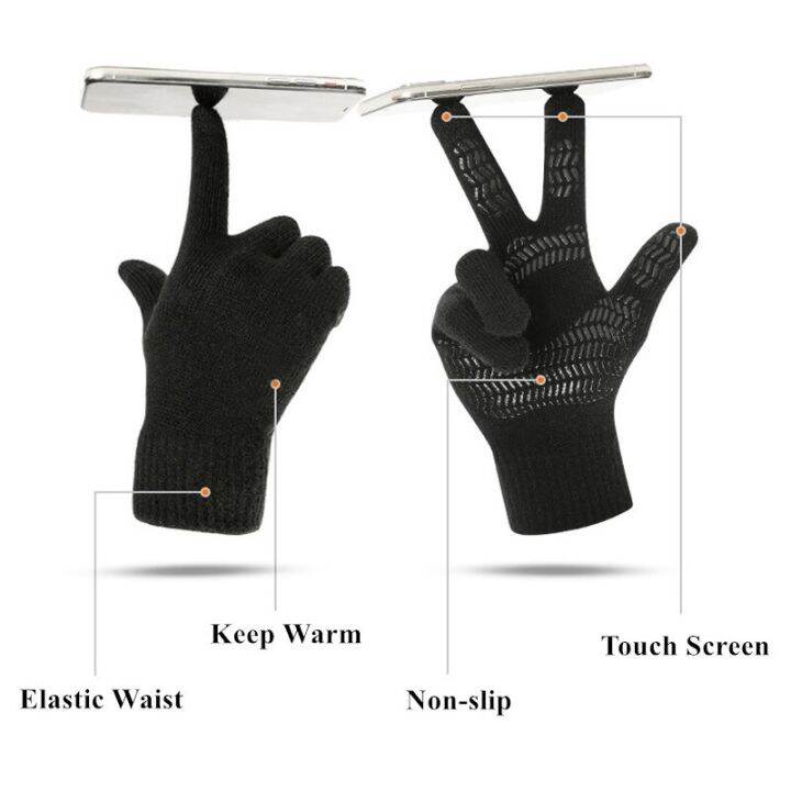 winter-mens-knitted-gloves-touch-screen-anti-skid-solid-business-driving-cycling-full-finger-non-slip-gloves