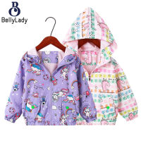 Girls Hooded Jacket Cute Cartoon Full Printed Zip-up Shirt Jacket Long Sleeves Windbreaker【fast】