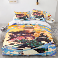 Demon Slayer Quilt Cover Set 3PC Bedding Set Digital Printing Duvet Cover Set Bedclothes Single Double Queen King Size Qulit Set