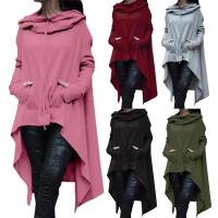 New Product 2023 New Women Hoodies Solid Color Asymmetric Hem Drawstring Hooded Sweatshirt Loose Poncho Coat Female Pullover