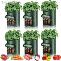 ☊ 10 Gallons Potato Grow Bag PE Vegetable Grow Bags DIY Fabric Grow Pot Growing Bag Vegetable Plant Bag Outdoor Garden Pots