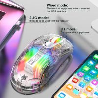 XYH20 BT5.0 2.4G Wireless mouse three-mode Transparent RGB mechanical mouse Gaming esports silent mouse Wired Basic Mice