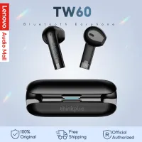 Lenovo หูฟังไร้สายหูฟังบลูทูธ TW60พร้อมไมค์คู่ลดเสียงสเตอริโอแบตเตอรี่อายุการใช้งานยาวนานเพลงเกมเล่นกีฬา300MAh 5.3บลูทูธ