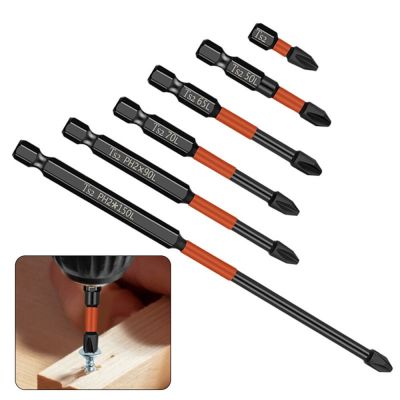 6pcs 25-150mm Electric Screwdriver Magnetic Batch Head S2 Alloy Steel High Hardness Non-slip Driver Cross Hand Tools Set Screw Nut Drivers