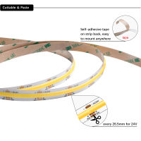 CCT COB LED Strip Light DC24V 10mm 608 ChipsMeter Tunable IP20 Warm Nature Cold White Dimmable Flexible Tape Ribbon 3 Pin