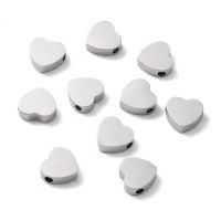 5pc 304 Stainless Steel Beads Heart Stainless Steel Color 8.5x9x3mm Hole: 1.8mm