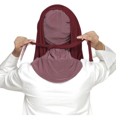 【YF】 Fashion Style-lit Tie back  long Shawl Chiffon Hijab Rope Convenient Wrap Solid Color Muslim Hijabs Scarf Headscarf