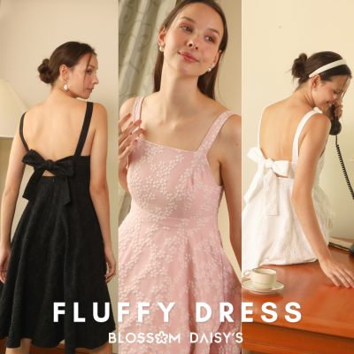 BlossomDaisys - FLUFFY DRESS เดรสผูกหลังรุ่นขายดี เนื้อผ้ารุ่นใหม่ปั๊มลายดอกไม้นูนๆน่ารักมากใส่ไปทะเลสวยสุดๆ