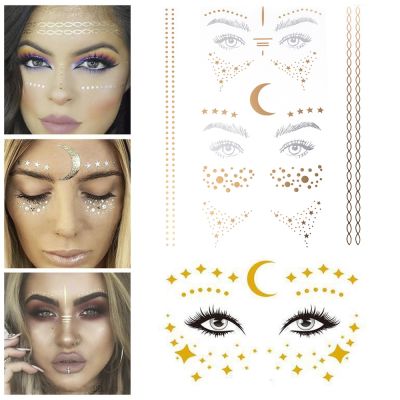 hot【DT】 Gold Face Stickers Temporary Sticker Facial Adhesive Glitters for Makeup Decals