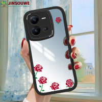 Jinsouwe เคสมือถือเคส Vivov255g สำหรับ Vivo V25 5G สำหรับเด็กผู้หญิงลายการ์ตูนดอกกุหลาบปกหนังป้องกันเต็มรูปแบบ