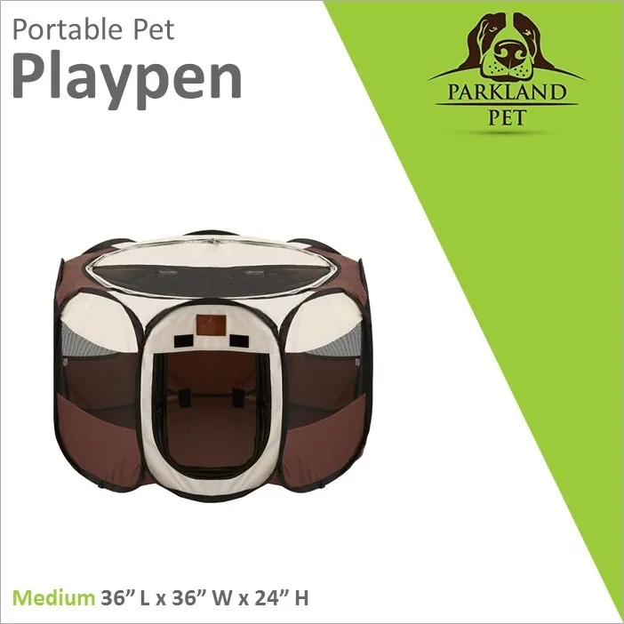 Parkland Pet Portable Foldable Playpen Exercise Kennel Dogs Cats Indoor/Outdoor Removable Mesh