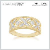 Gemondo แหวนเงินแท้ 925 ชุบทองคำ 18K ประดับเพชร (Diamond) ดีไซน์แฝงสัญลักษณ์ XOXO