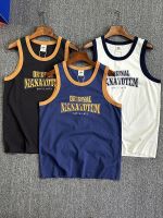 American casual foreign trade tail single summer mens retro printed cotton vest basketball sports vest sleeveless T-shirt 【BYUE】