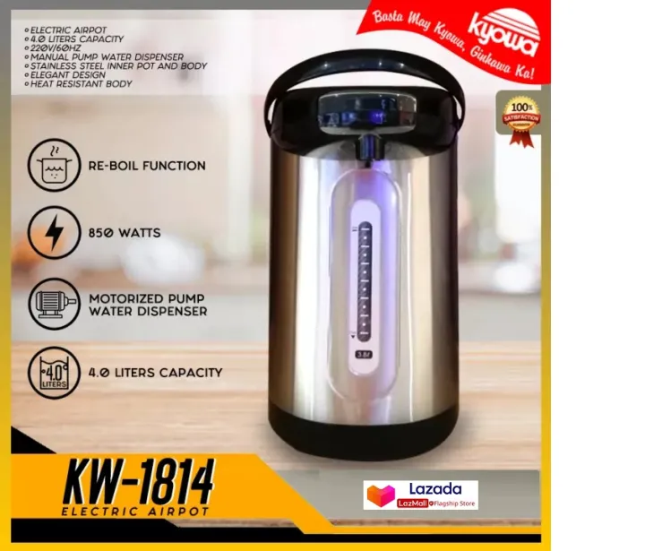 Kyowa Electric Airpot KW1814 Stainless Electric Airpot 4L Capacity with Auto Keep Warm Water