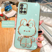 Kanavi เคสโทรศัพท์แฟชั่นสำหรับ Samsung กาแล็คซี่ A11 A31 A51 A71 A81 M11เคสนิ่มเคลือบอิเล็คโทรเพลทตัวยึดกระจก M21 M23 M30S M31 M32 M51 M53หรูหราซิลิโคนเคลือบอิเล็คโทรเพลทแต่งหน้ารูปกระต่ายฝาครอบโทรศัพท์