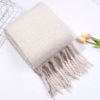 Winter New Thick And Warm Mohair Scarf Female Shawl Imitation Cashmere Thick Beard Solid Color Scarf For Women