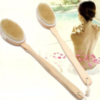 Soft Bath แปรงนวดหลังด้ามไม้ยาวแปรงขนแปรงเปียกผิวแห้ง Body Exfoliating Scrubbers Natural SPA Shower Tools-SDFU STORE