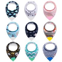 【DT】hot！ Baby Bibs with Teether Bib Silicone Scarf Cotton Drooling Burp Infant Feeding