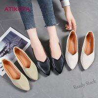 【Ready Stock】 ✲☊❀ C39 Atikota Women Fashion PU Pointed Flats Shoes Soft Shallow Mouth Single Shoes Casual Ladies Shoes