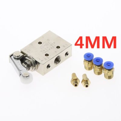 QDLJ-Tac2-41p Exhaust Valve  2 Position 5 Way Roller Lever Mechanical Valve  Pneumatic Valve Switch 1/8" Female Thread W Fittings